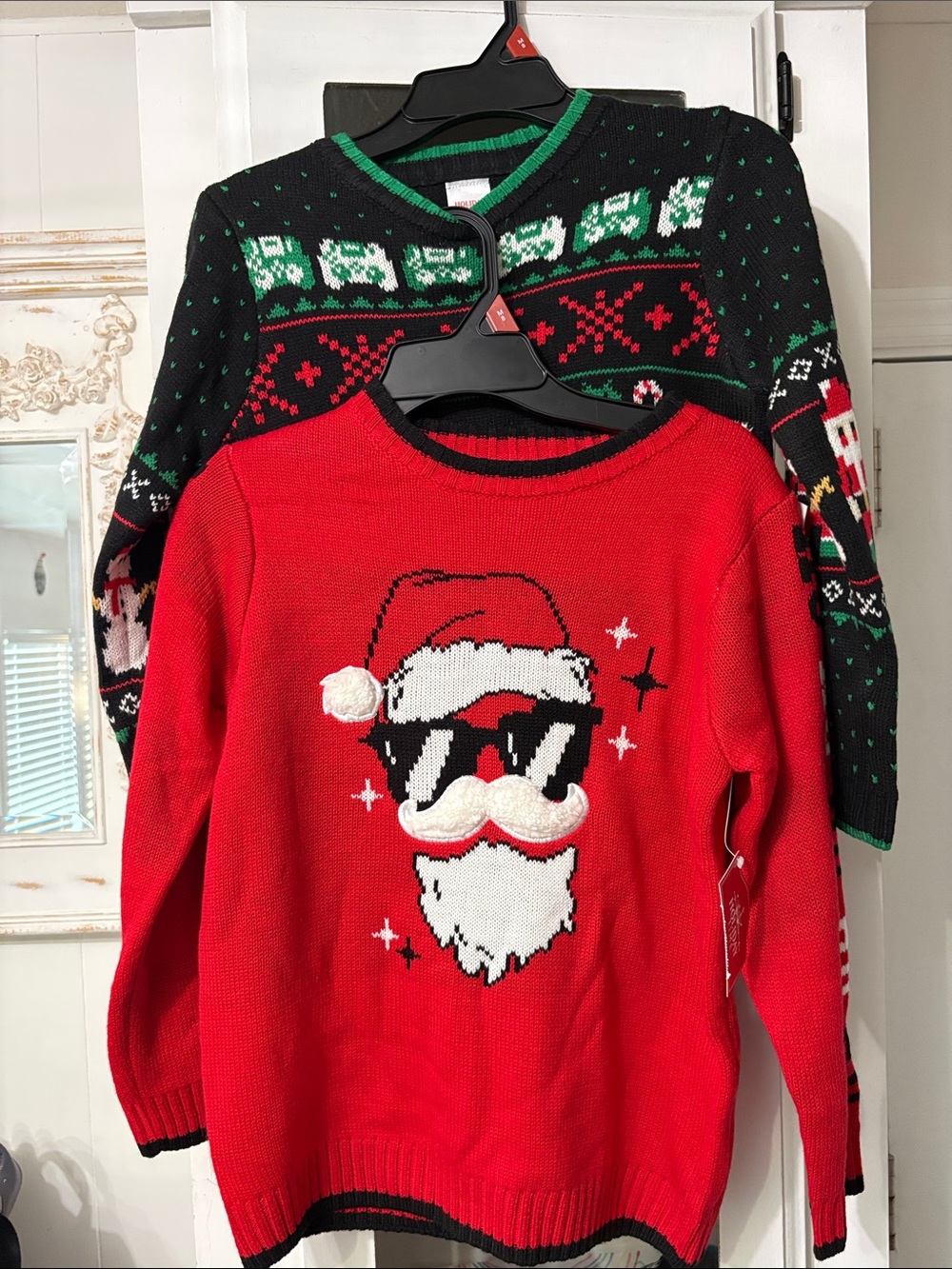NWT 2 Boys Christmas Sweaters, Santa and Video Games Size 8
